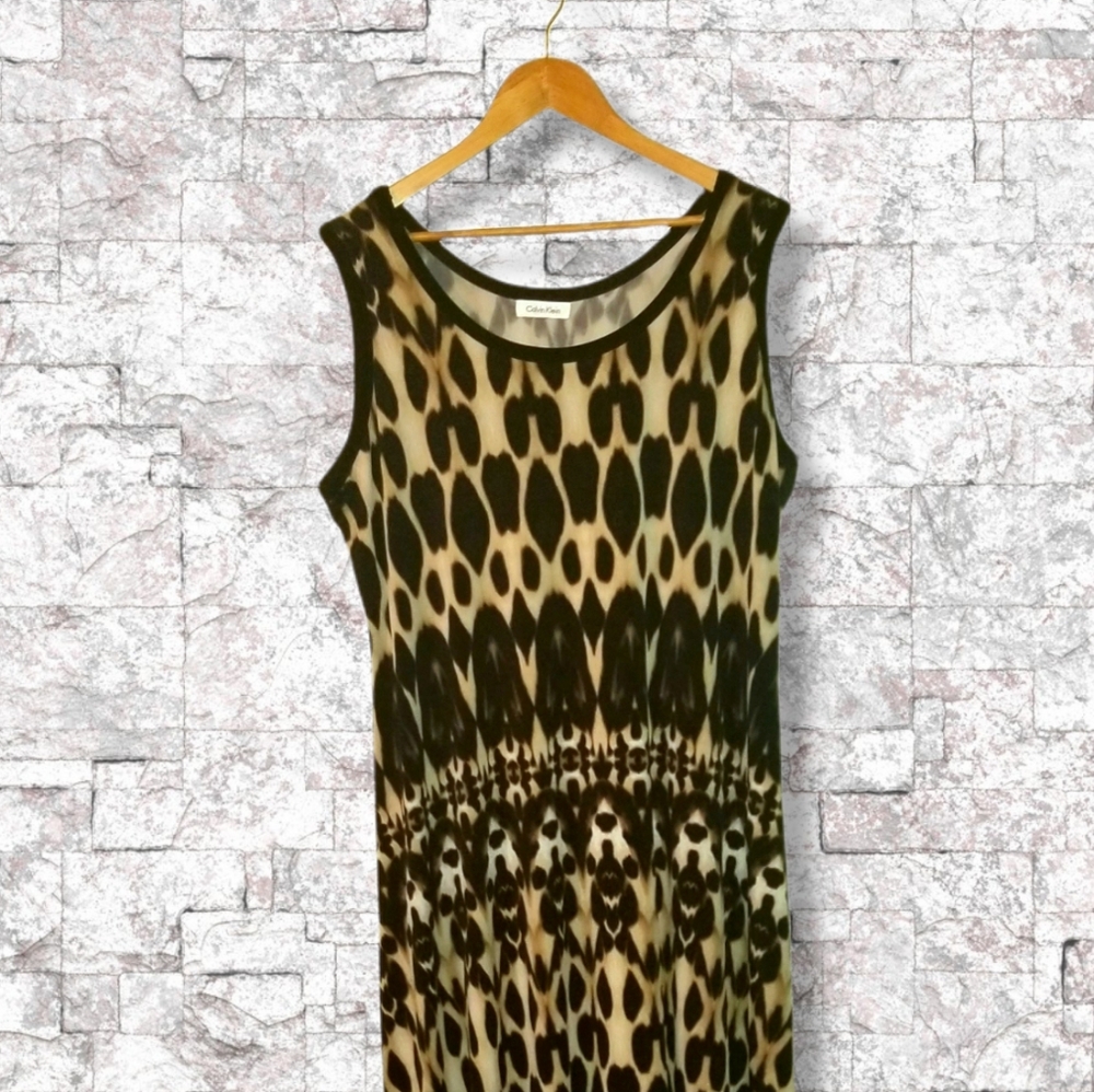 Calvin Klein Leopard Sleeveless Maxi Dress